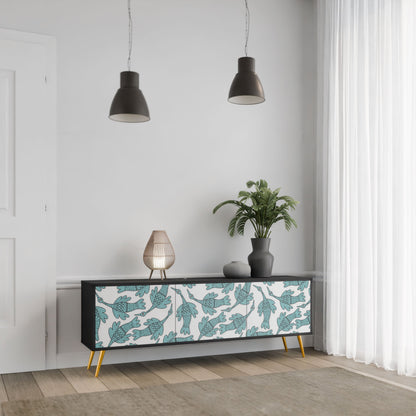 WATERSPOUT SONGIBIRD 3-Door TV Stand in Black Finish