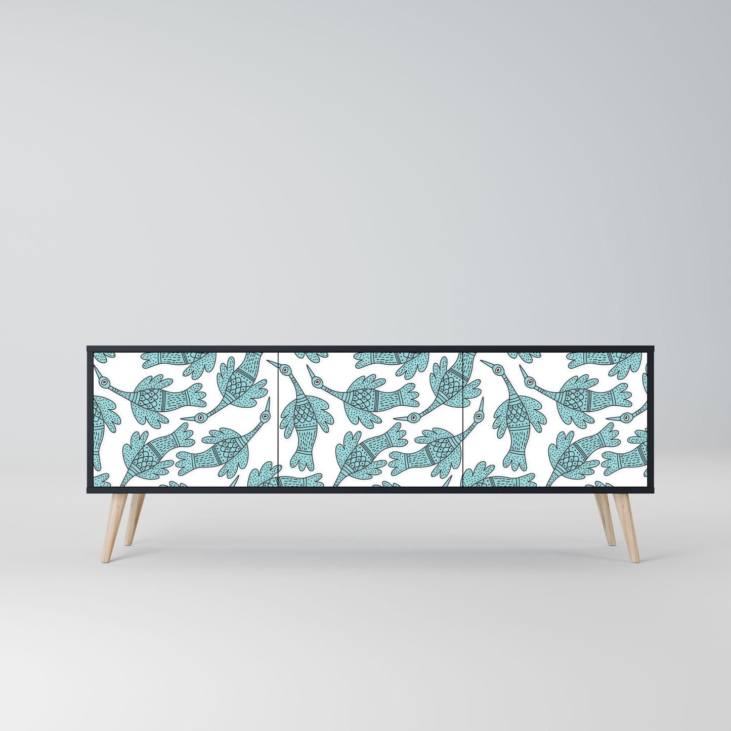 WATERSPOUT SONGIBIRD 3-Door TV Stand in Black Finish