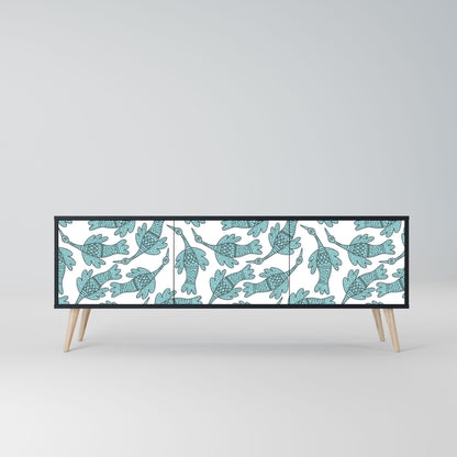 WATERSPOUT SONGIBIRD 3-Door TV Stand in Black Finish