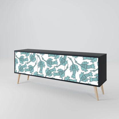 WATERSPOUT SONGIBIRD 3-Door TV Stand in Black Finish