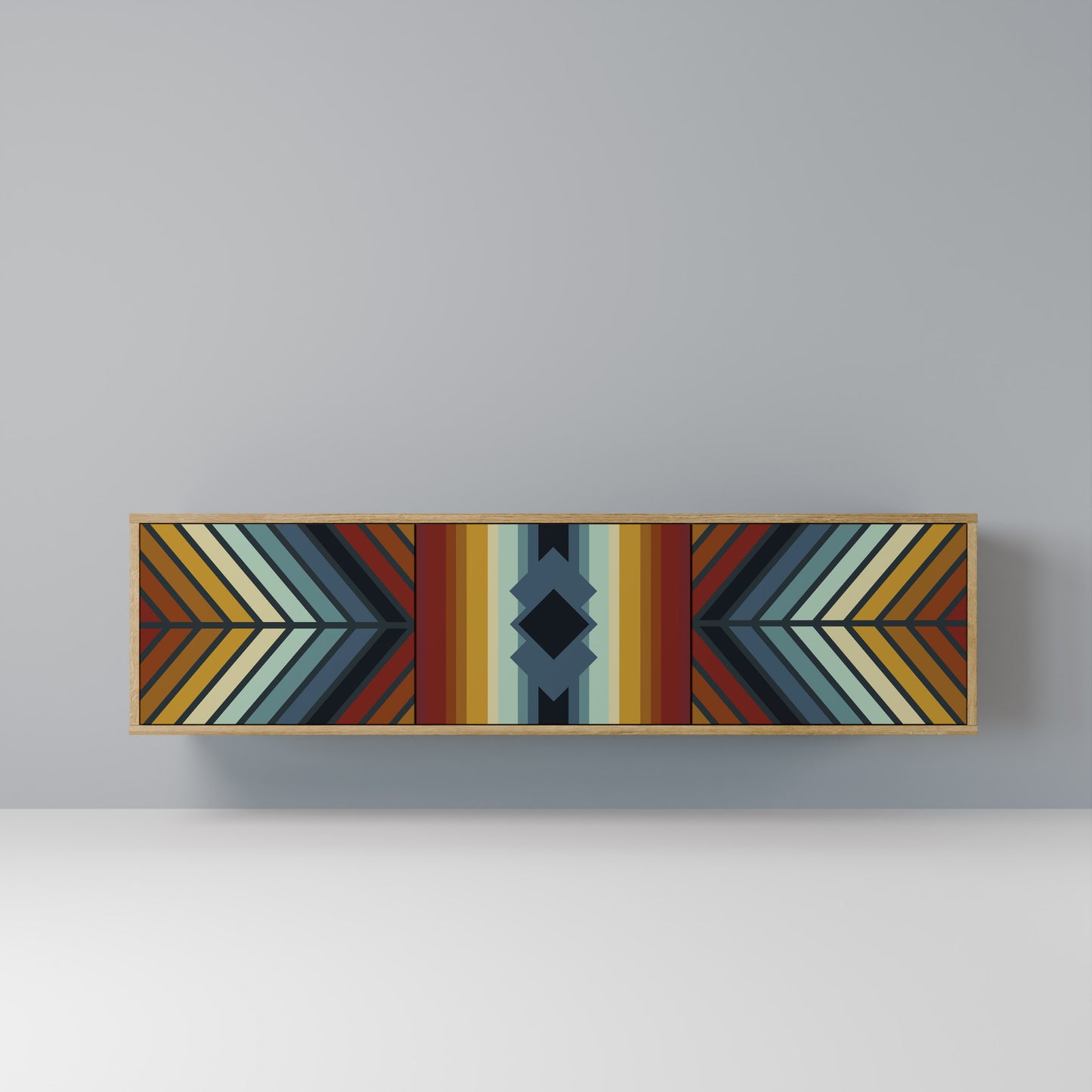 INDIGENOUS ZIGZAG Mobile TV a 3 Ante in Effetto Rovere