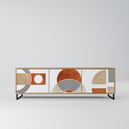 CIRCLE RHYTM 3-Door TV Stand in Oak Effect