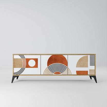 CIRCLE RHYTM 3-Door TV Stand in Oak Effect