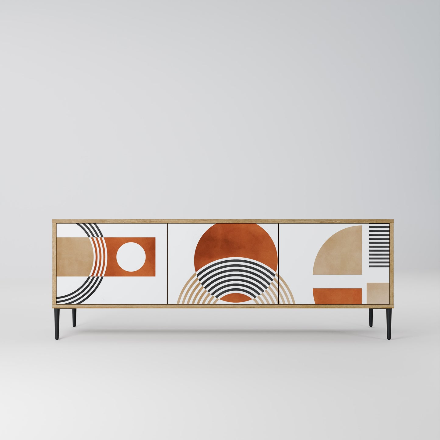 CIRCLE RHYTM 3-Door TV Stand in Oak Effect