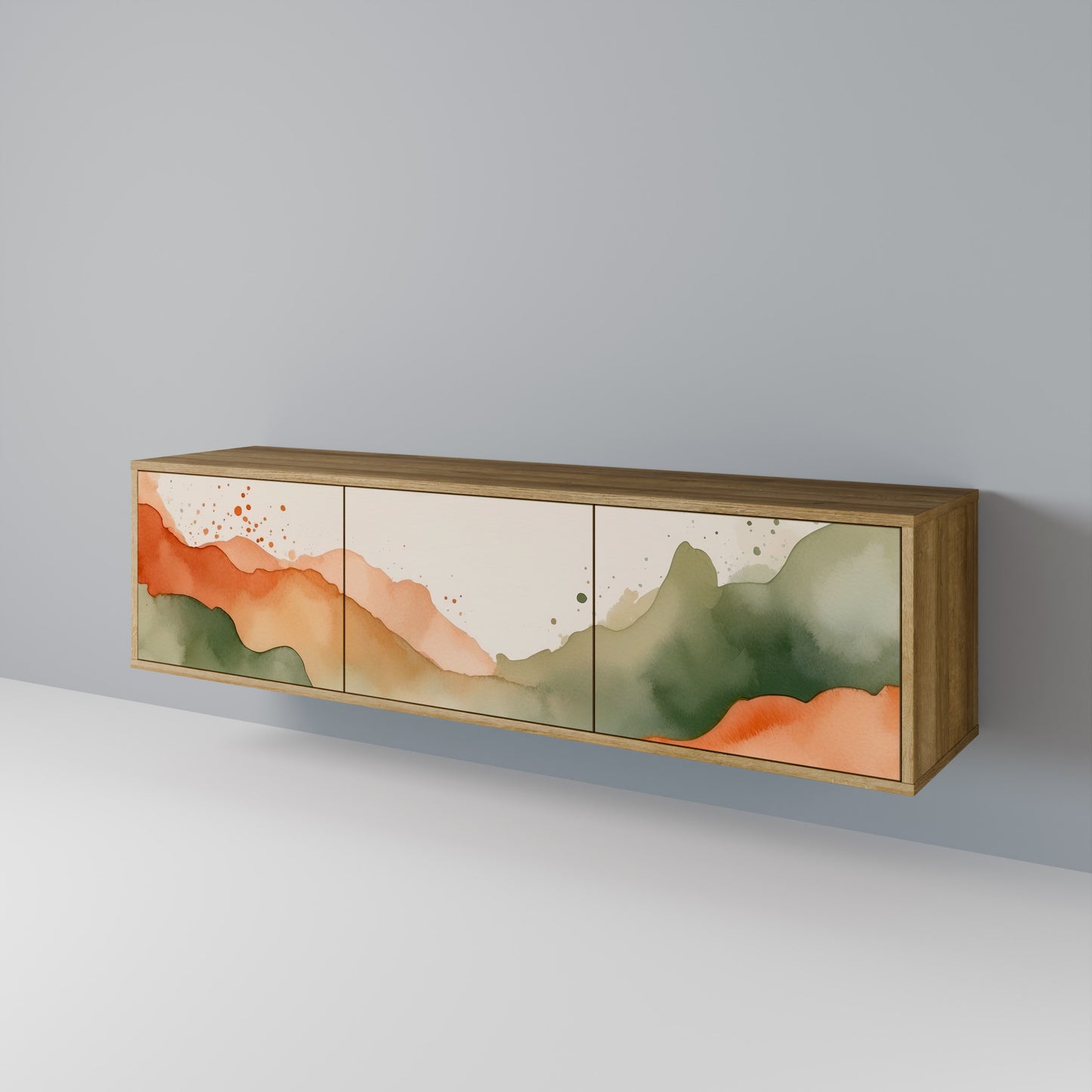 WATERCOLOUR PEAKS 3-Door TV Stand in Oak Effect