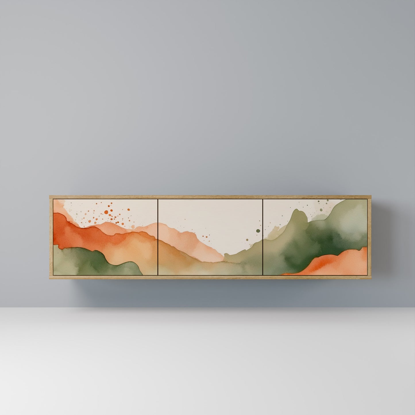 WATERCOLOUR PEAKS 3-Door TV Stand in Oak Effect