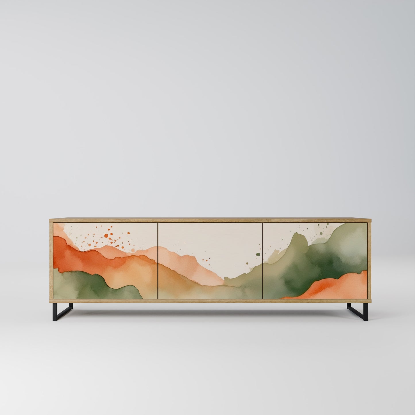 WATERCOLOUR PEAKS 3-Door TV Stand in Oak Effect