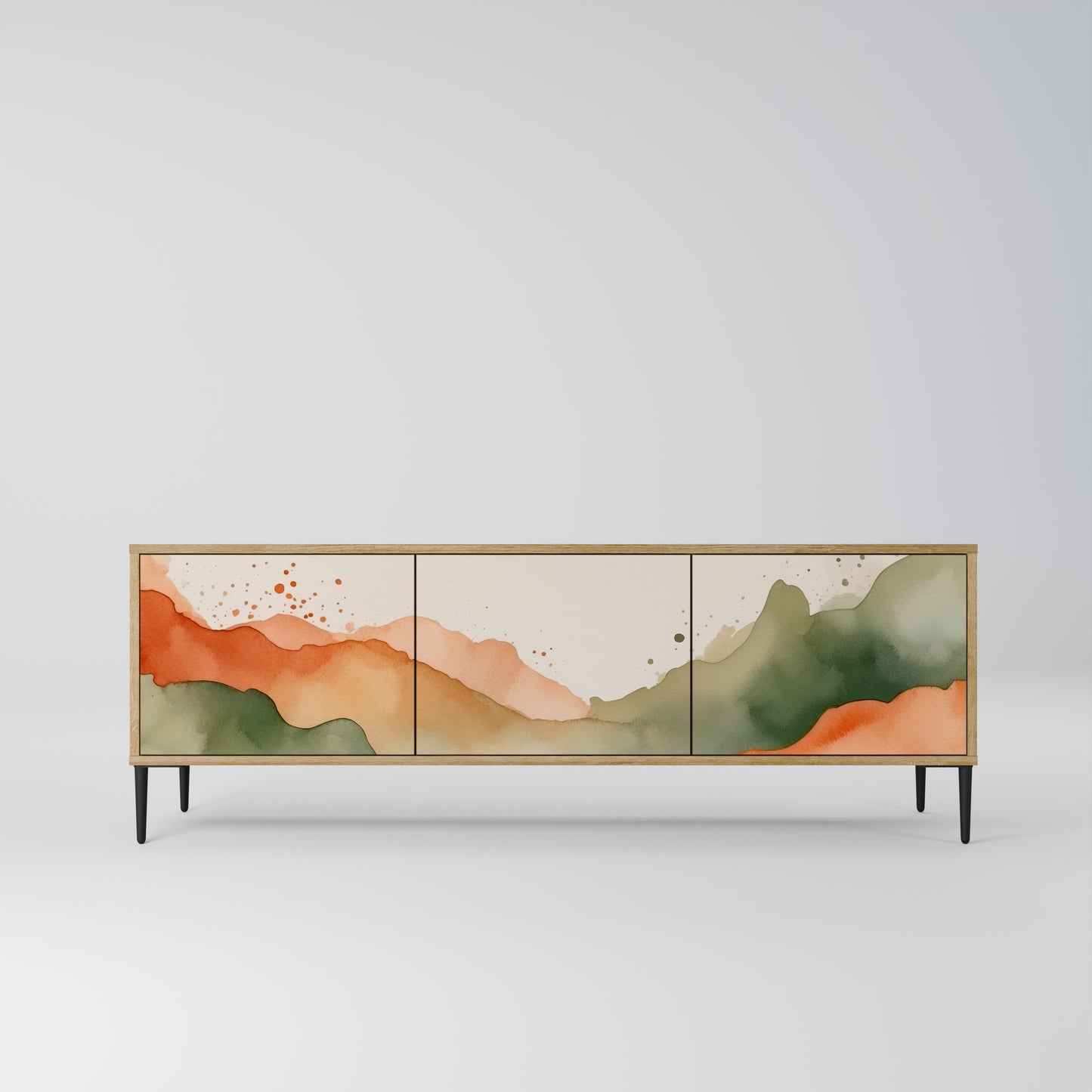 WATERCOLOUR PEAKS 3-Door TV Stand in Oak Effect