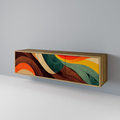 COLORFUL STRANDS 3-Door TV Stand in Oak Effect