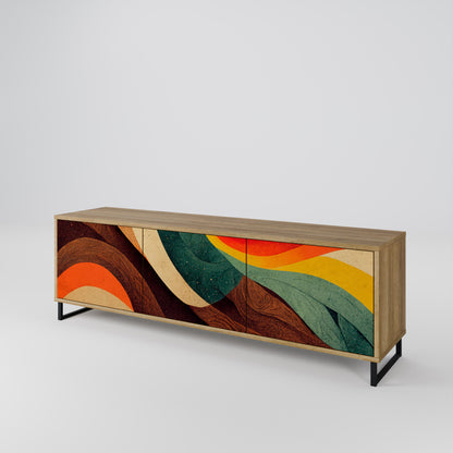 COLORFUL STRANDS 3-Door TV Stand in Oak Effect