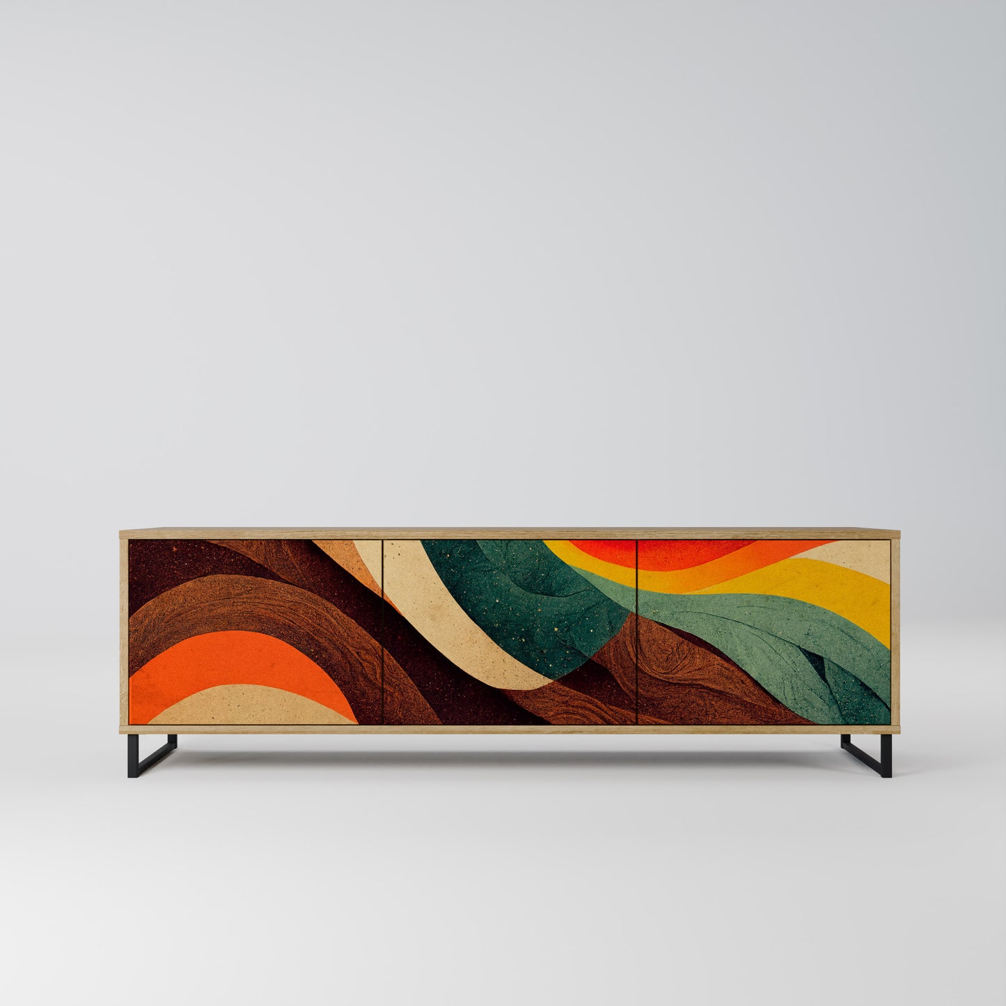 COLORFUL STRANDS 3-Door TV Stand in Oak Effect
