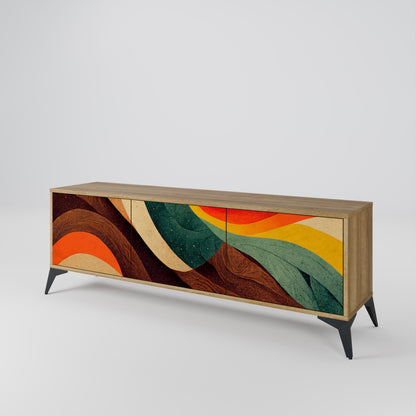 COLORFUL STRANDS 3-Door TV Stand in Oak Effect