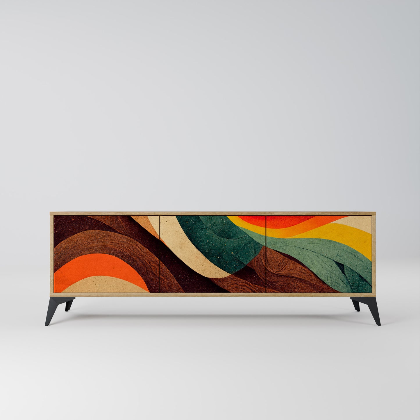 COLORFUL STRANDS 3-Door TV Stand in Oak Effect