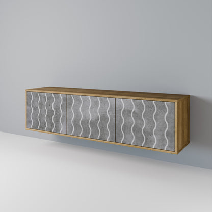 WAVES OF CONCRETE 3-Door TV Stand in Oak Effect