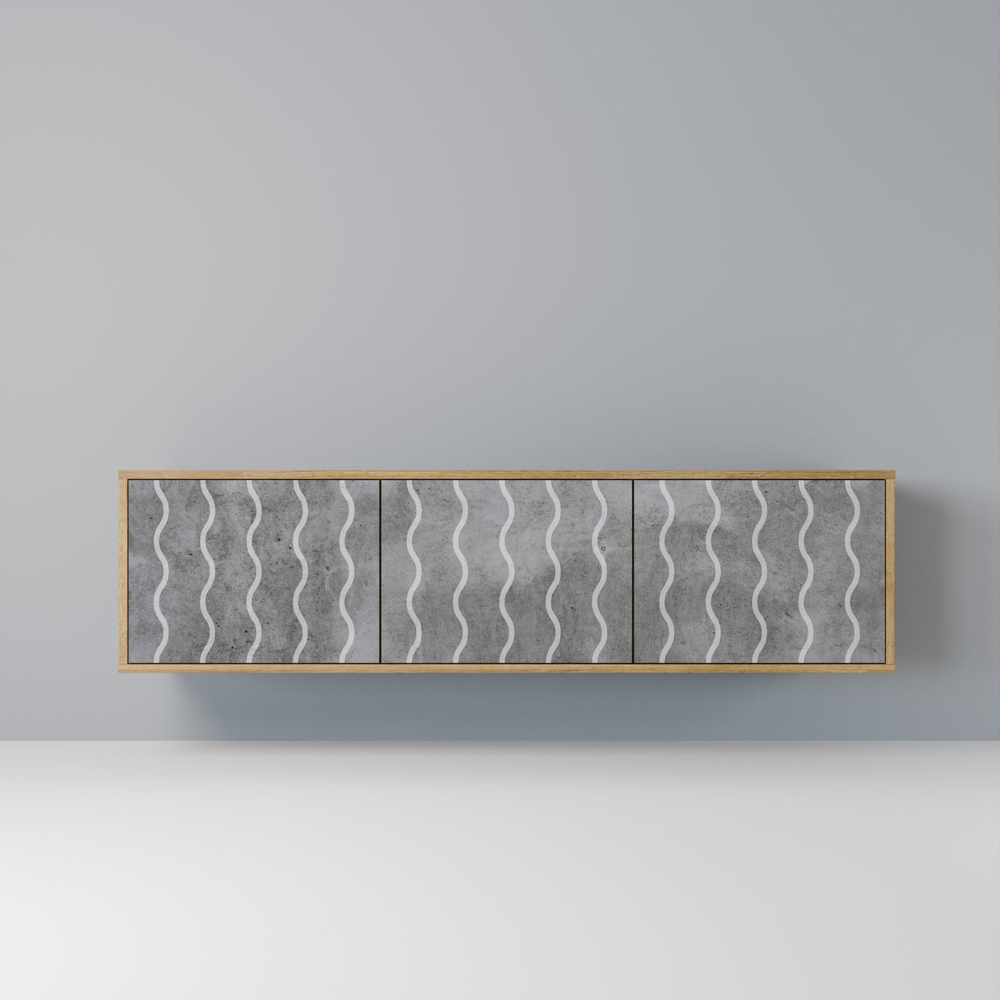 WAVES OF CONCRETE 3-Door TV Stand in Oak Effect
