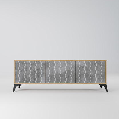 WAVES OF CONCRETE 3-Door TV Stand in Oak Effect