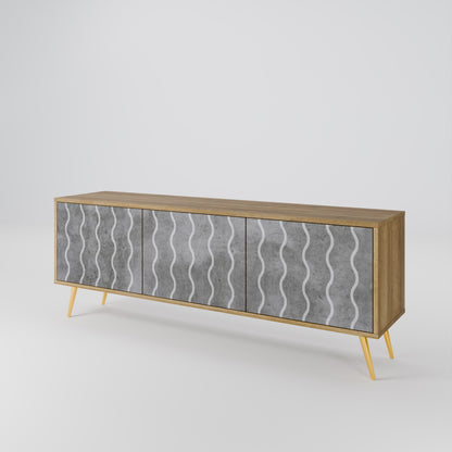 WAVES OF CONCRETE 3-Door TV Stand in Oak Effect