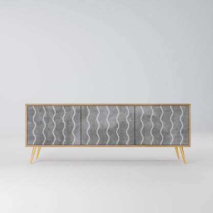 WAVES OF CONCRETE 3-Door TV Stand in Oak Effect