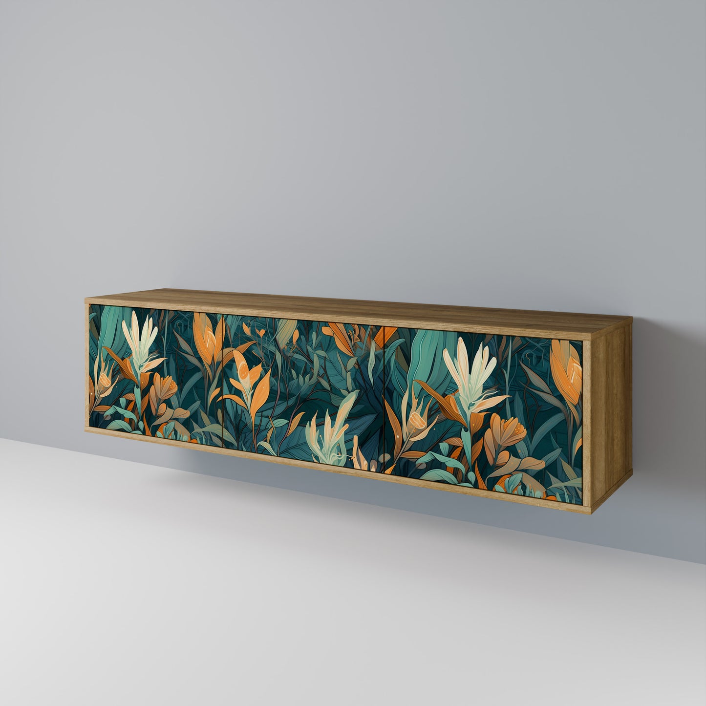 FLORAL SERENITY Mobile TV a 3 Ante in Effetto Rovere