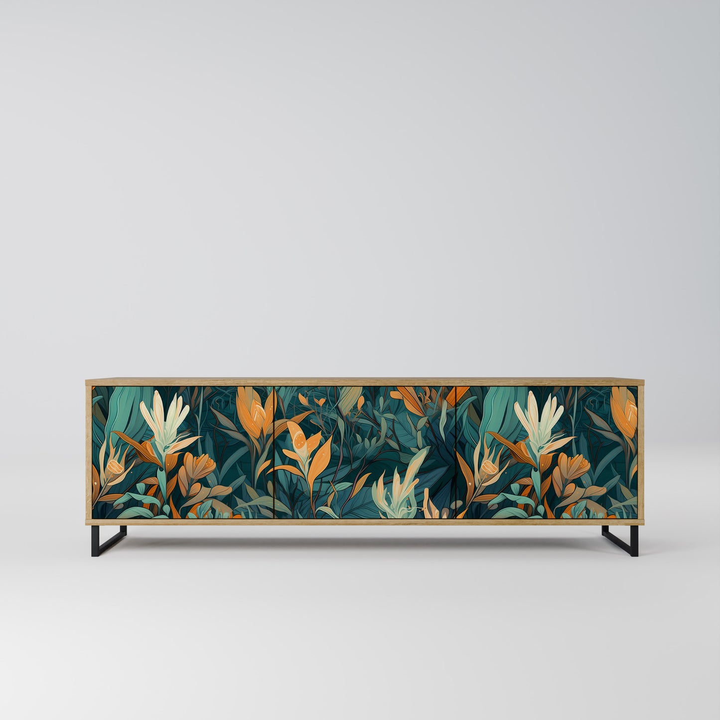 FLORAL SERENITY Mobile TV a 3 Ante in Effetto Rovere