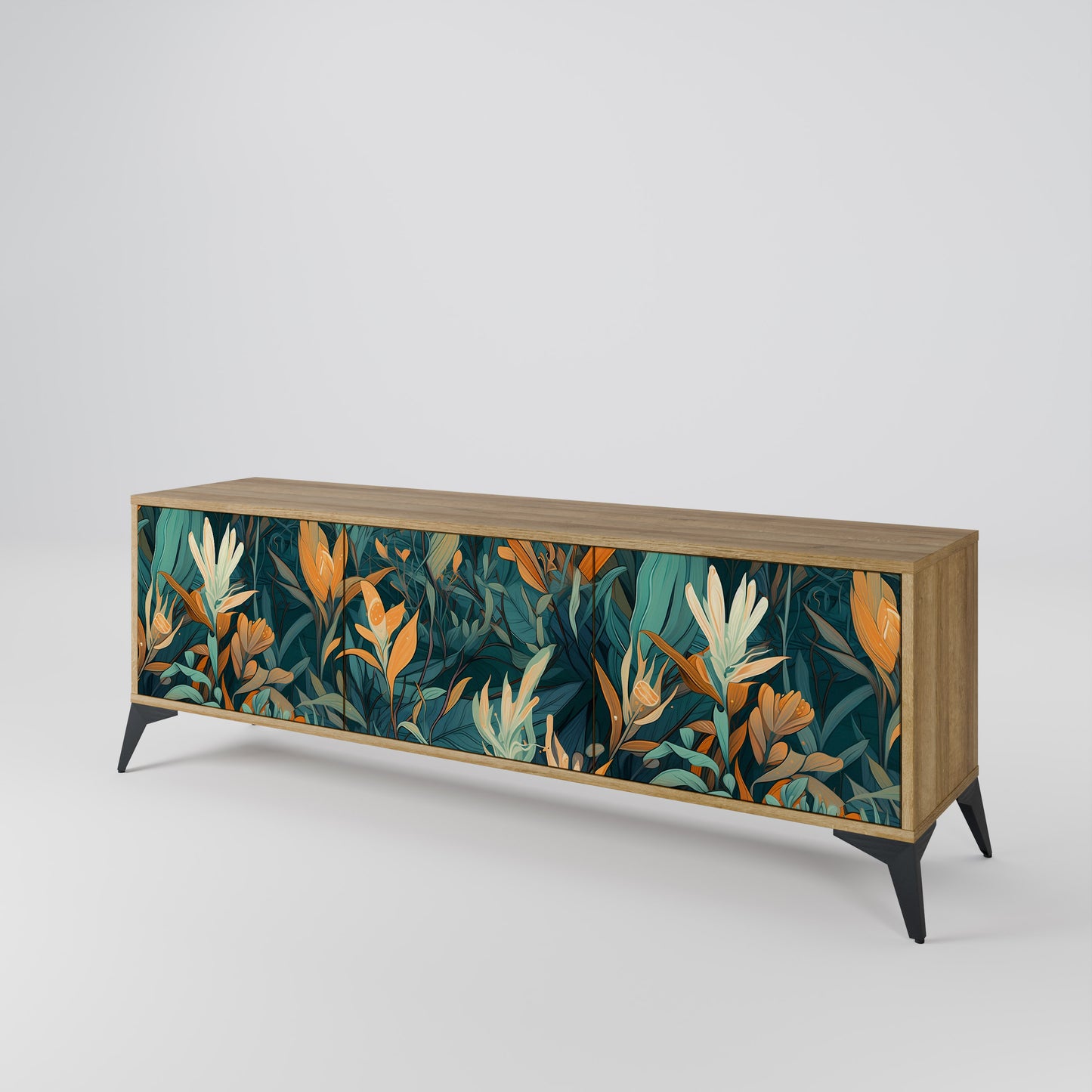 FLORAL SERENITY Mobile TV a 3 Ante in Effetto Rovere