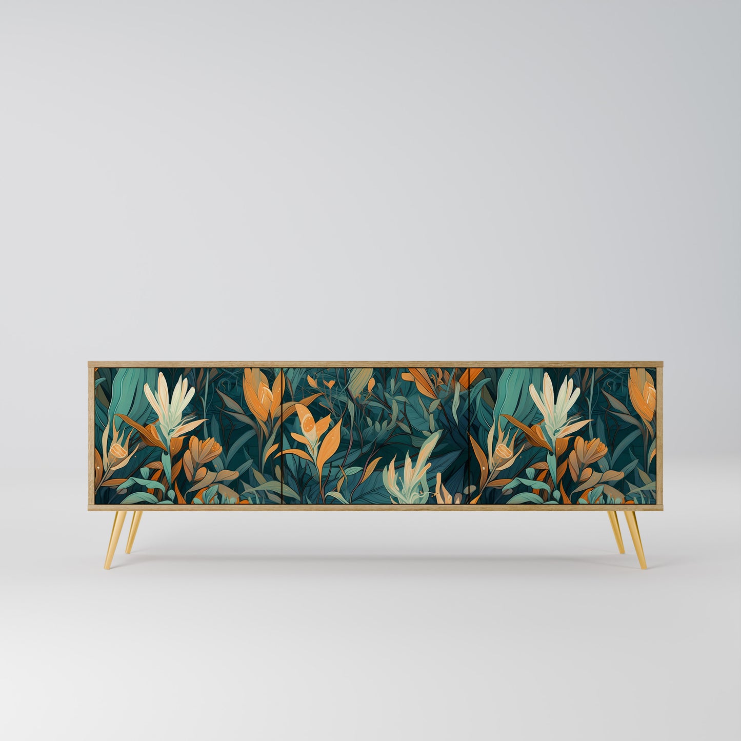 FLORAL SERENITY Mobile TV a 3 Ante in Effetto Rovere