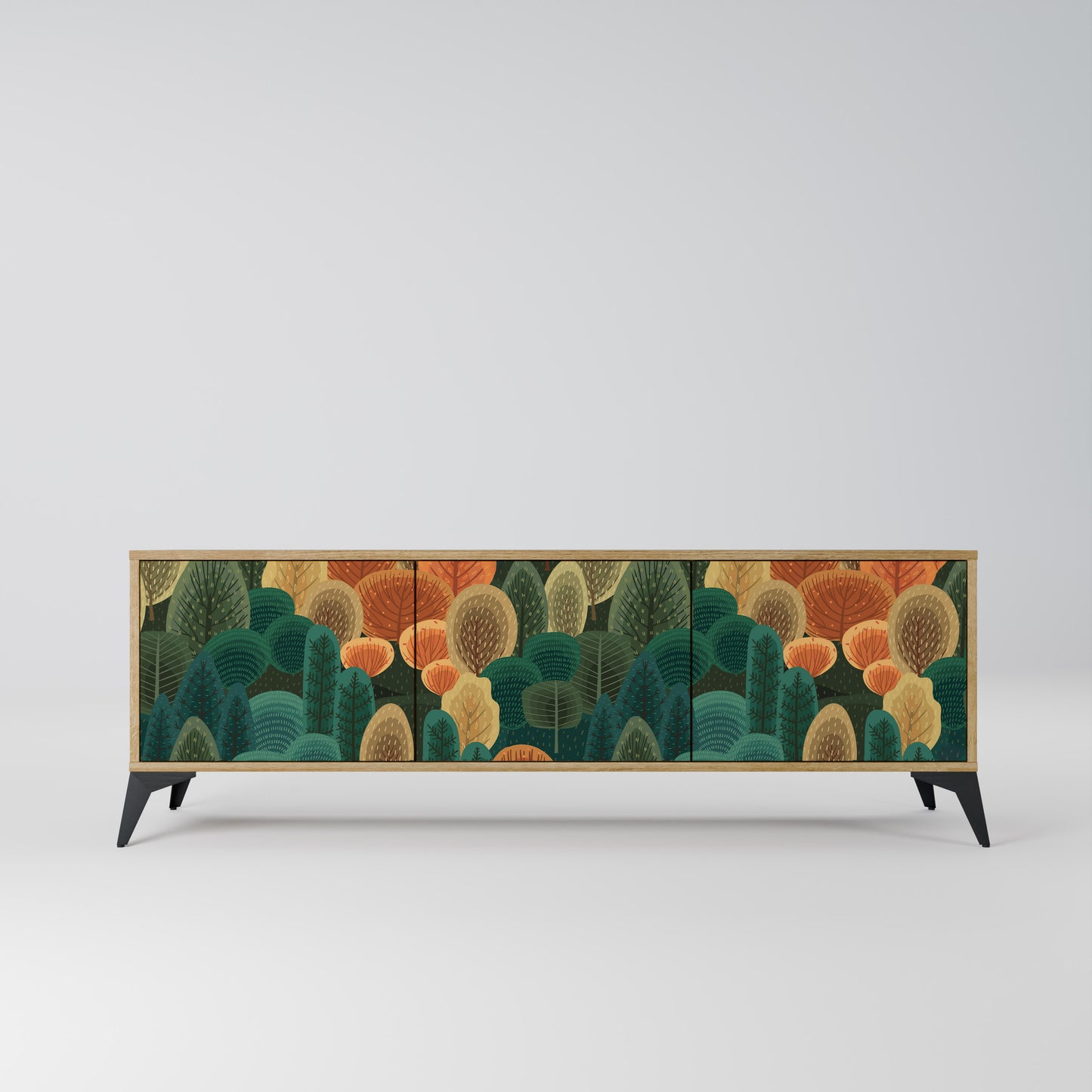 AUTUMN KALEIDOSCOPE 3-Door TV Stand in Oak Effect