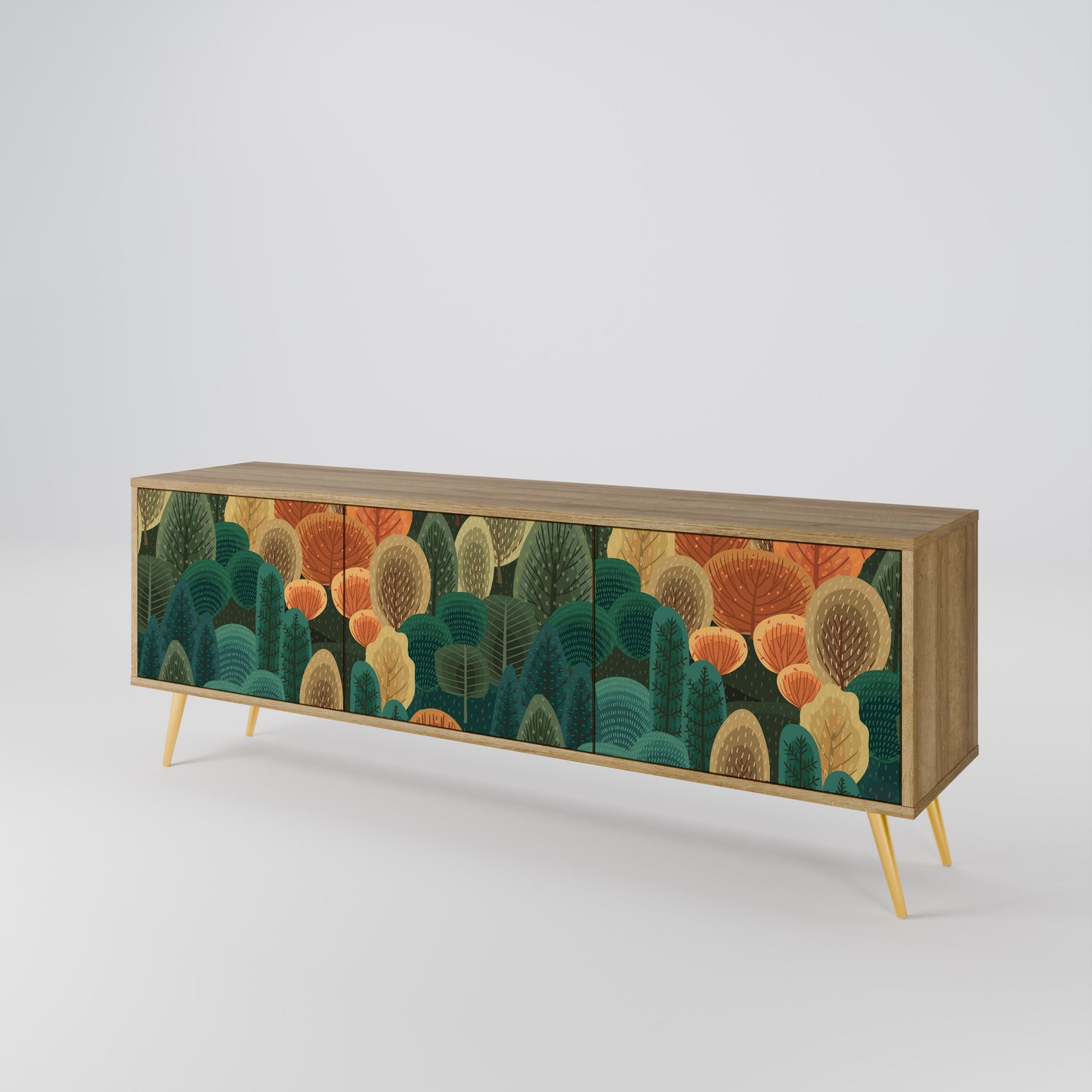 AUTUMN KALEIDOSCOPE 3-Door TV Stand in Oak Effect