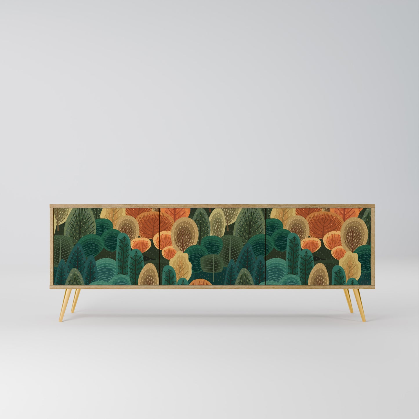 AUTUMN KALEIDOSCOPE 3-Door TV Stand in Oak Effect