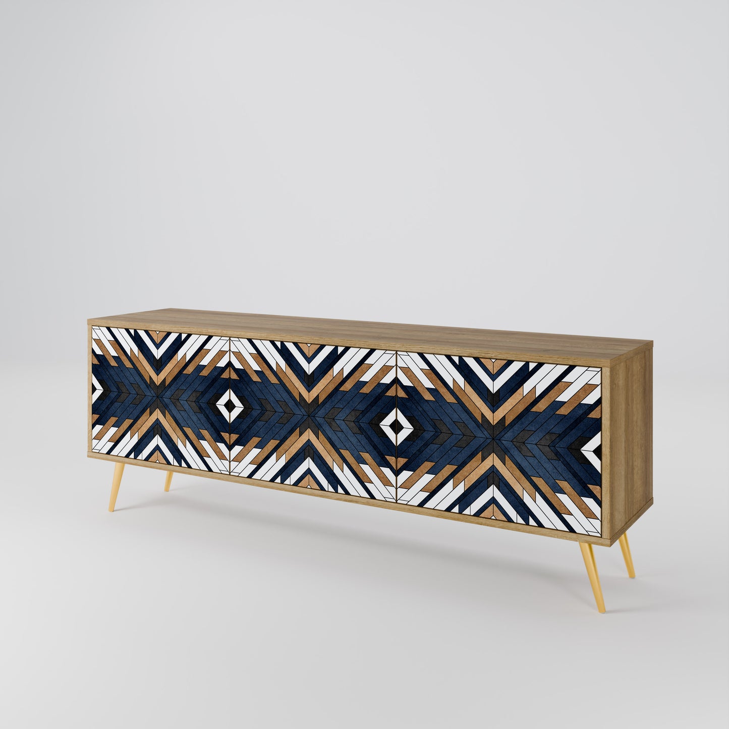 ARTFUL GEOMETRY Mobile TV a 3 Ante in Effetto Rovere