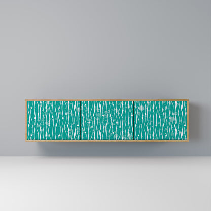 TURQUOISE RAIN 3-Door TV Stand in Oak Effect