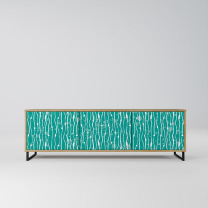 TURQUOISE RAIN 3-Door TV Stand in Oak Effect