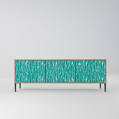 TURQUOISE RAIN 3-Door TV Stand in Oak Effect