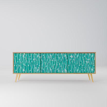 TURQUOISE RAIN 3-Door TV Stand in Oak Effect