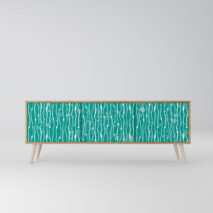 TURQUOISE RAIN 3-Door TV Stand in Oak Effect