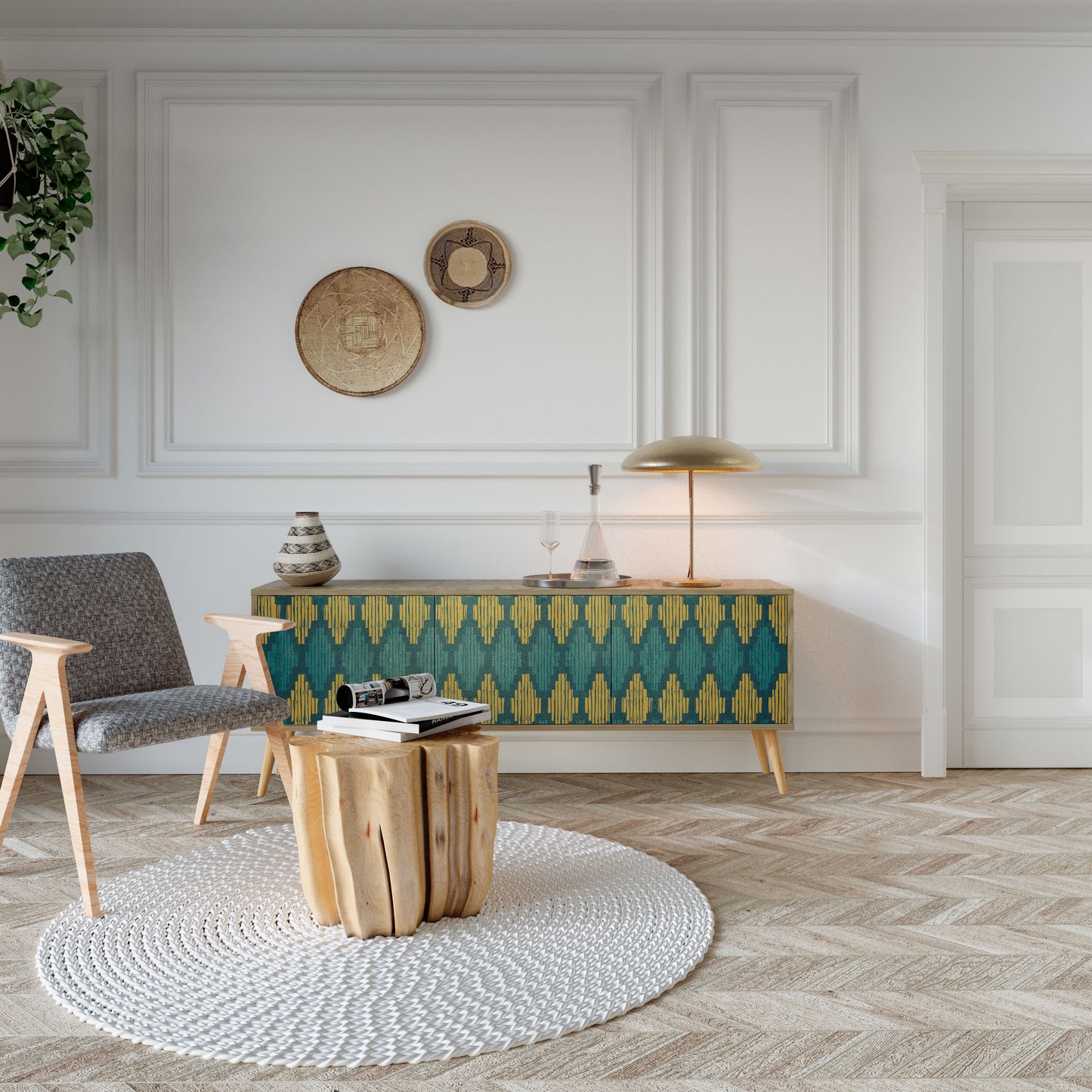 POLYGONS Mobile TV a 3 Ante in Effetto Rovere