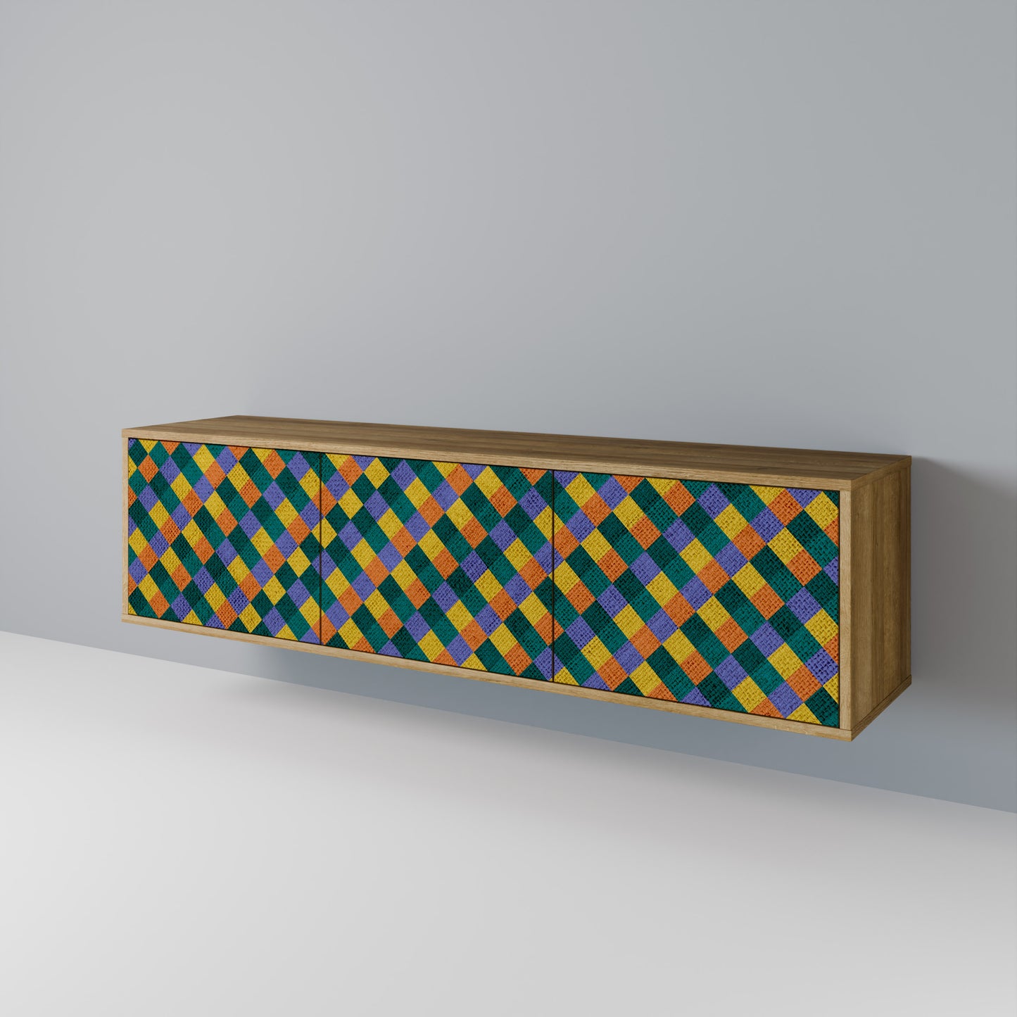 PAINTED SQUARES MIX Mobile TV a 3 Ante in Effetto Rovere