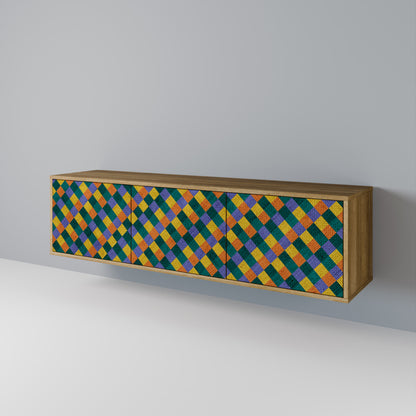 PAINTED SQUARES MIX Mobile TV a 3 Ante in Effetto Rovere