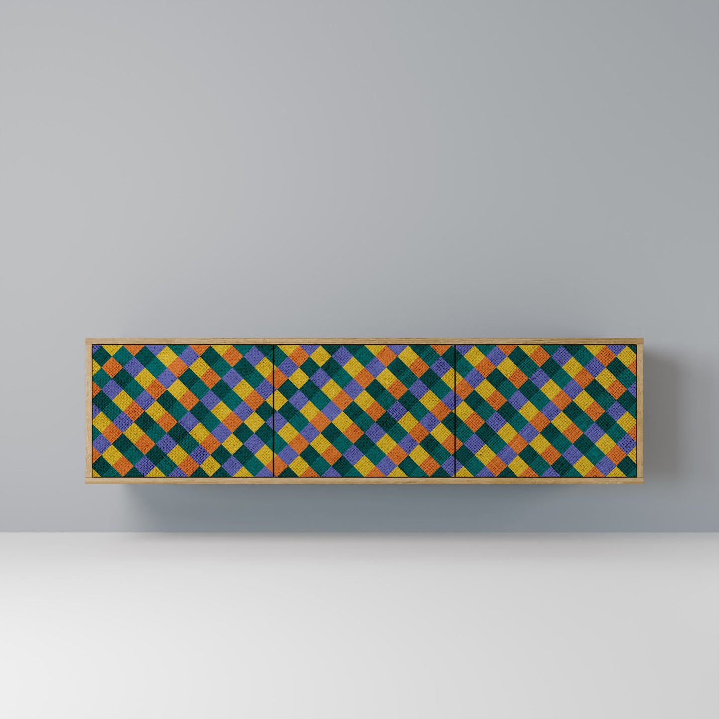 PAINTED SQUARES MIX Mobile TV a 3 Ante in Effetto Rovere