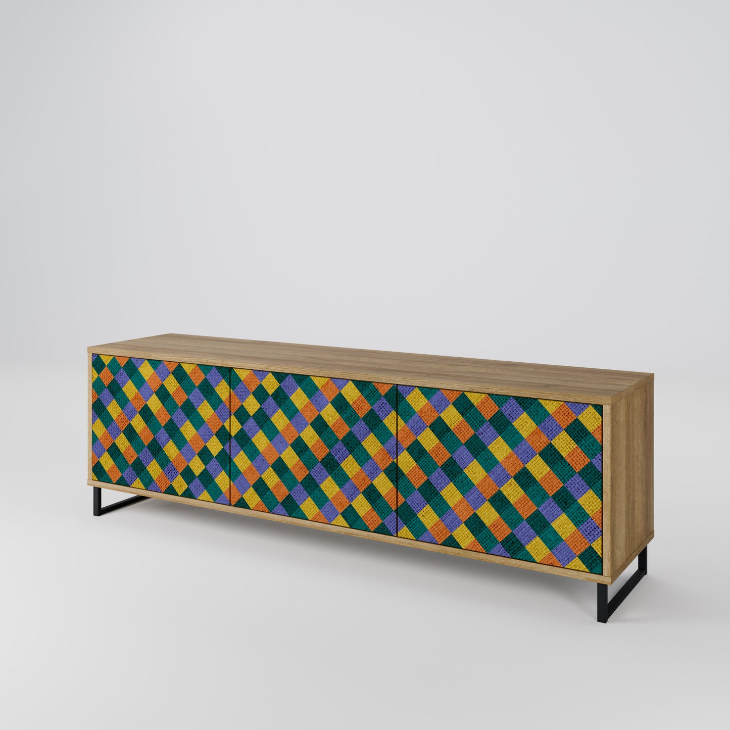 PAINTED SQUARES MIX Mobile TV a 3 Ante in Effetto Rovere