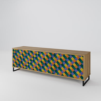 PAINTED SQUARES MIX Mobile TV a 3 Ante in Effetto Rovere