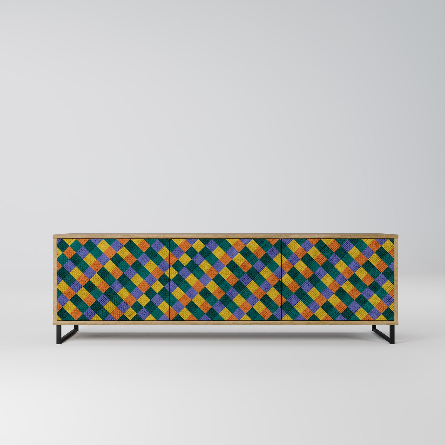 PAINTED SQUARES MIX Mobile TV a 3 Ante in Effetto Rovere