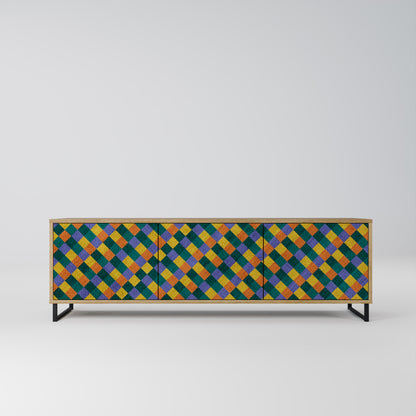 PAINTED SQUARES MIX Mobile TV a 3 Ante in Effetto Rovere