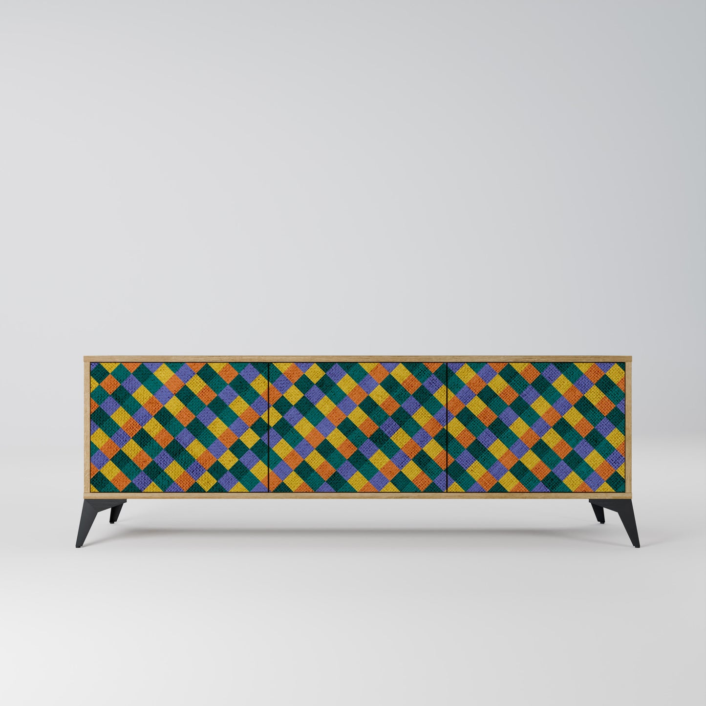 PAINTED SQUARES MIX Mobile TV a 3 Ante in Effetto Rovere