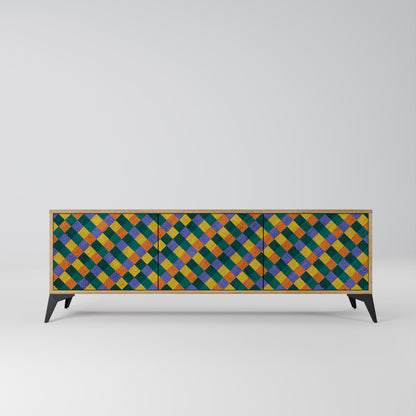 PAINTED SQUARES MIX Mobile TV a 3 Ante in Effetto Rovere