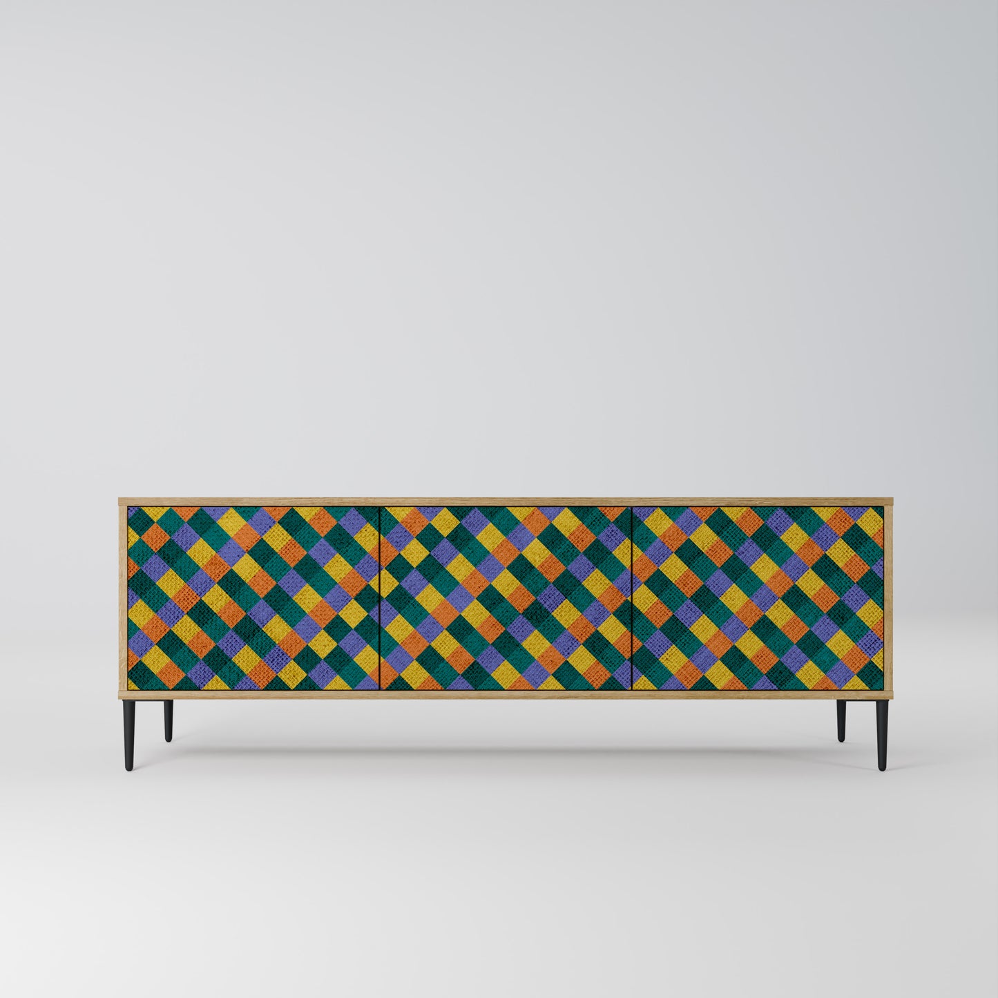 PAINTED SQUARES MIX Mobile TV a 3 Ante in Effetto Rovere