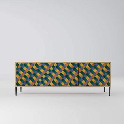 PAINTED SQUARES MIX Mobile TV a 3 Ante in Effetto Rovere