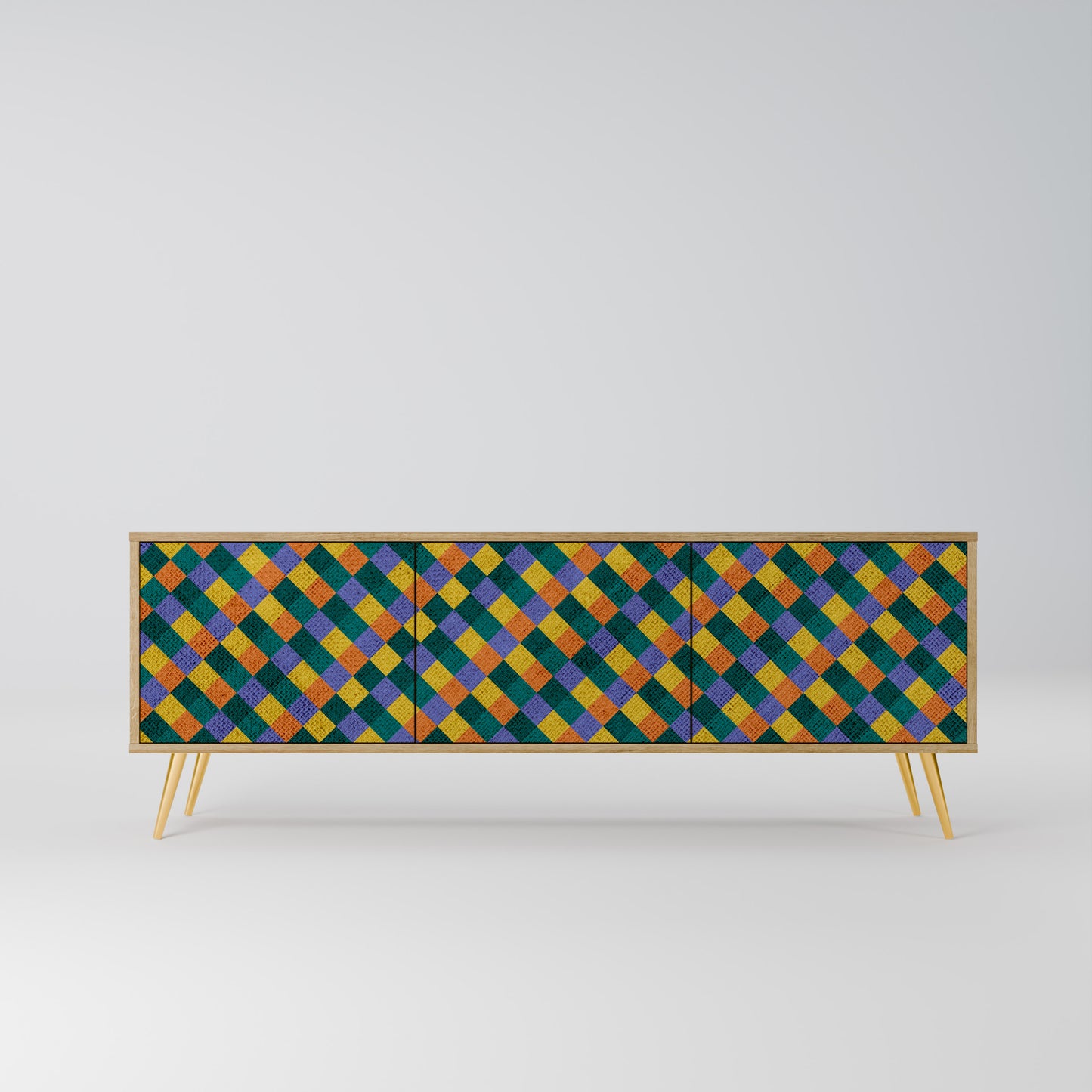 PAINTED SQUARES MIX Mobile TV a 3 Ante in Effetto Rovere