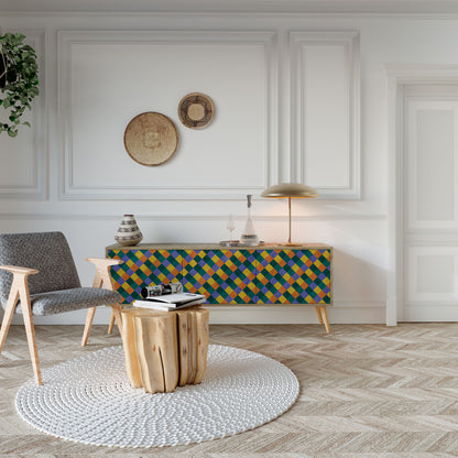 PAINTED SQUARES MIX Mobile TV a 3 Ante in Effetto Rovere