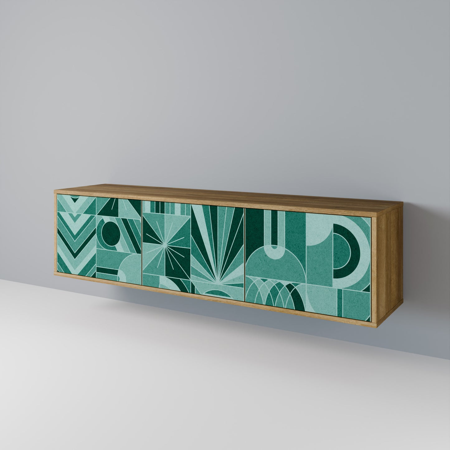 HARMONIC GRID 3-Door TV Stand in Oak Effect